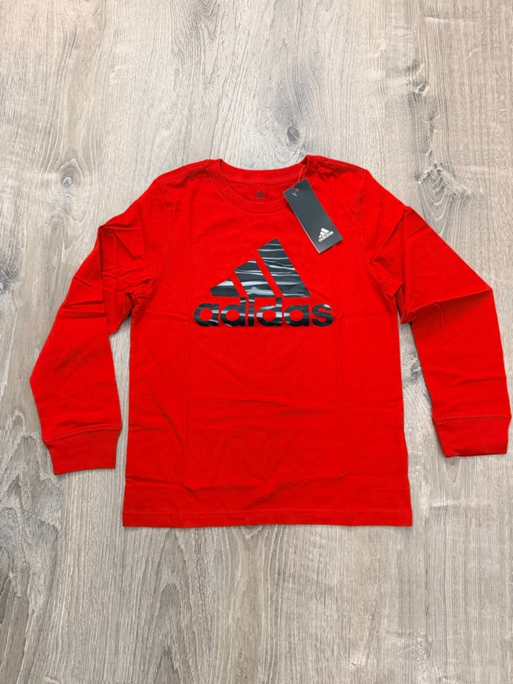 Adidas Kids' Red Long-Sleeve Logo Tee NWT